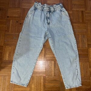 Zara Light Blue Denim Paperbag Jeans
